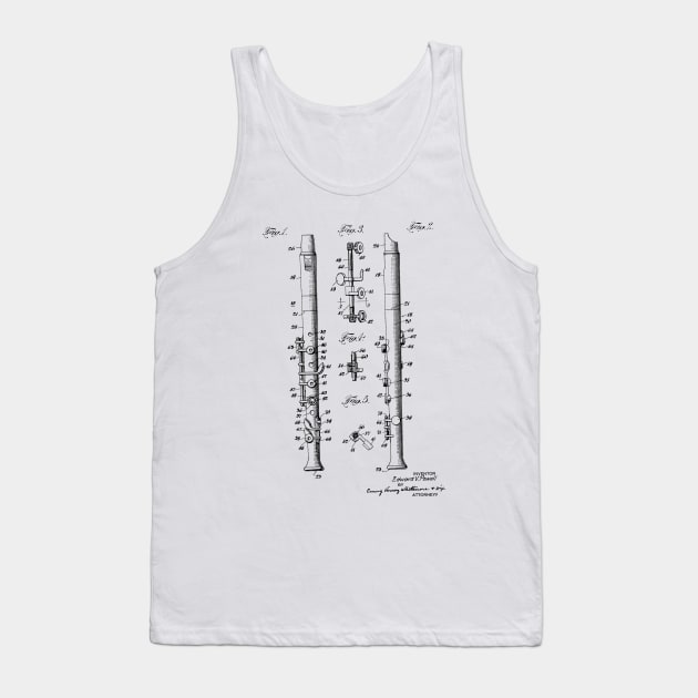 Flute Vintage Patent Hand Drawing Tank Top by TheYoungDesigns